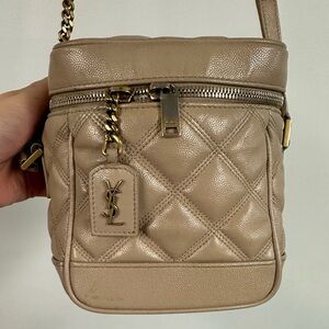 Yves Saint Laurent Quilted Tan Leather Women's Bag 80s vanity